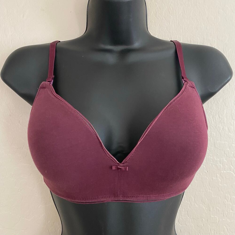 Enamor Organic Cotton Bra Size 32C Wireless T-Shirt Bra Purple Multi-Way